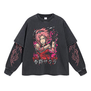 Sakura Vintage Double Sleeve T-shirt