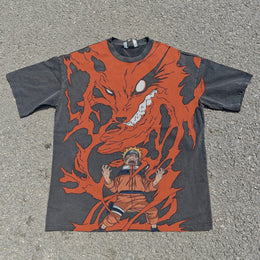 Naruto X 9 Tailed Fox Acid Wash T-shirt