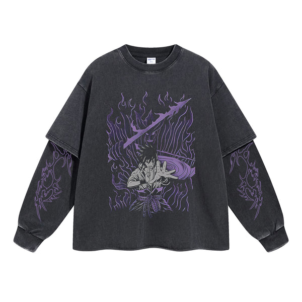 Sasuke Uchiha Vintage Double Sleeve T-shirt