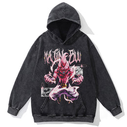 Black hoodie with a graphic design of a Majin Buu