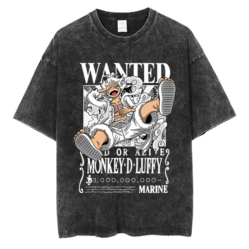 Luffy 'WANTED' T-shirt - Vintage Anime Apparel - Limited Edition