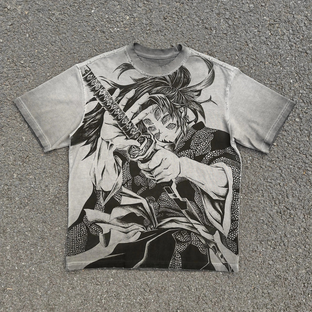 Kokushibo "Upper Moon One" Acid Wash T-shirt