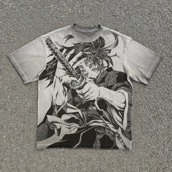 Kokushibo "Upper Moon One" Acid Wash T-shirt