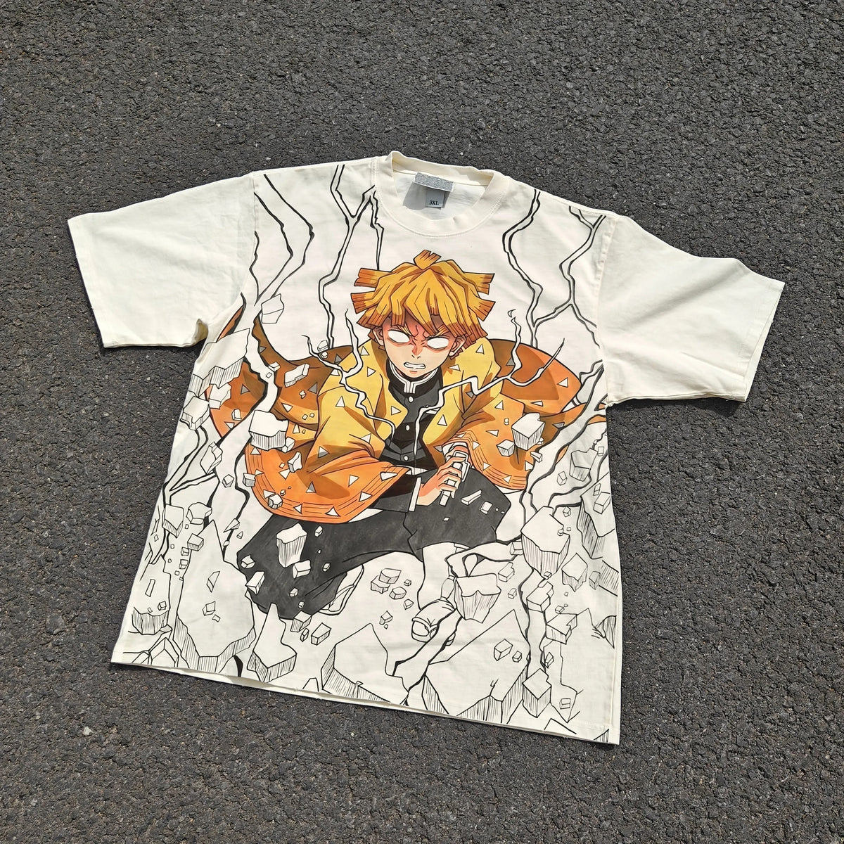 Zenitsu God Speed Acid Wash T-shirt - Demon Slayer Thunder Merch | Levi ...